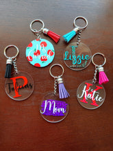 Load image into Gallery viewer, 2 inch Clear Acrylic Keychains w/ Colored Tassel