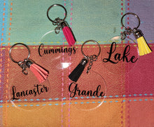 Load image into Gallery viewer, 2 inch Clear Acrylic Keychains w/ Colored Tassel