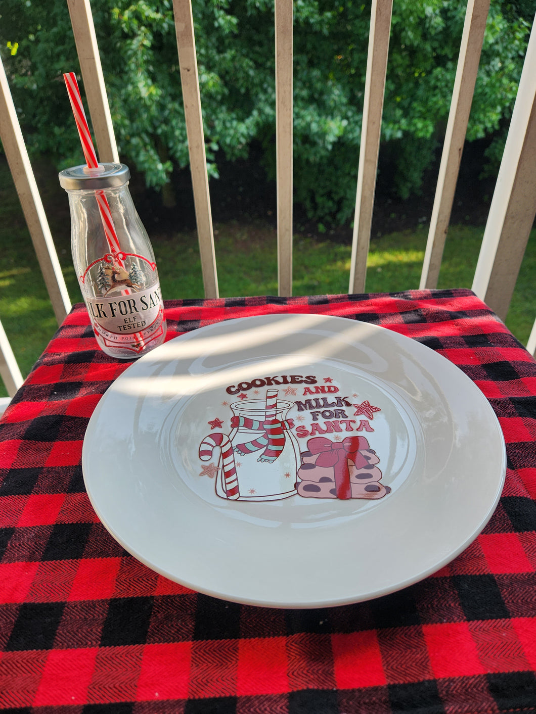 Christmas Plate & Milk Bottle