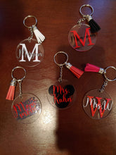 Load image into Gallery viewer, 2 inch Clear Acrylic Keychains w/ Colored Tassel
