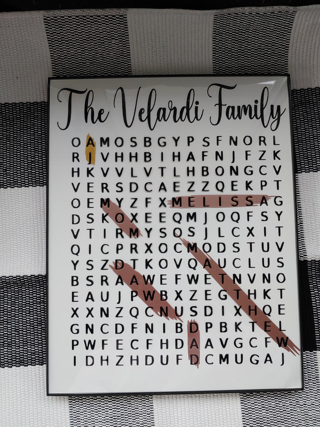 Glass Framed Personalized Word Search