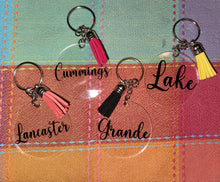 Load image into Gallery viewer, 2 inch Clear Acrylic Keychains w/ Colored Tassel
